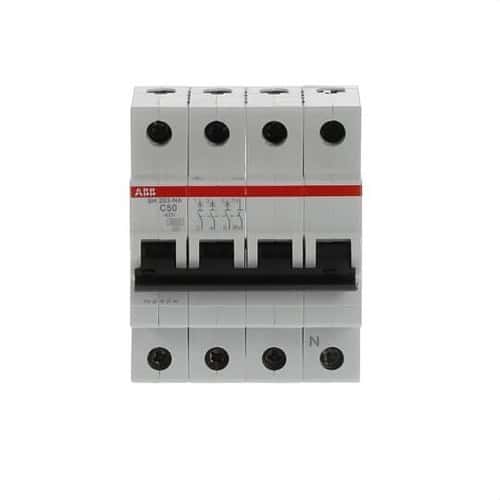 Magnetotermický vypínač SH203-C50NA 3P+N 50A Křivka C 6kA s referencí 2CDS213103R0504 od značky ABB