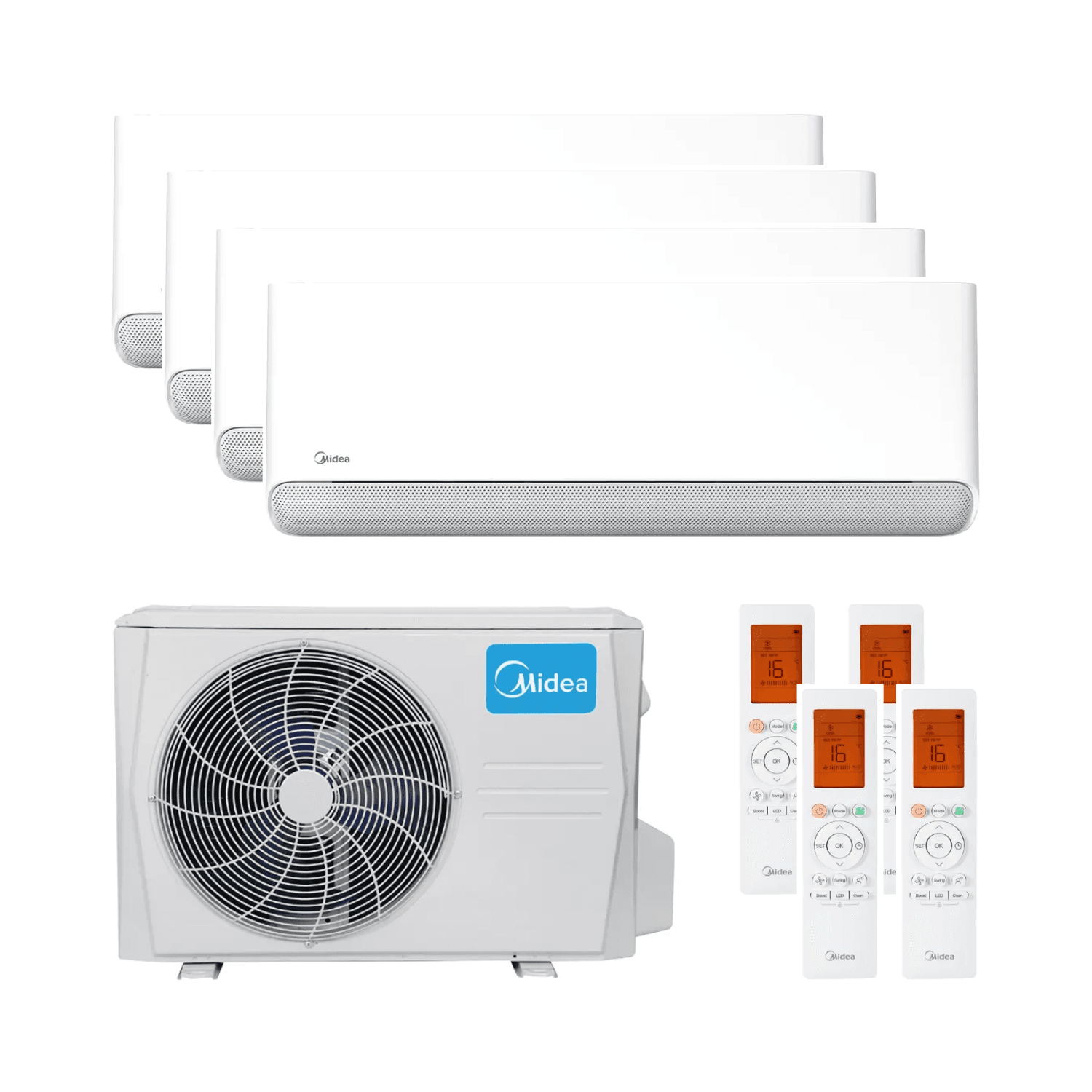 Klimatizace 4v1 s WiFi Midea Breezeless E 2,5 kW (3) + 3,5 kW s referencí BREEZELESS09+09+09+12 od značky MIDEA