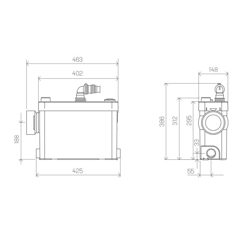 Sanitární drtič SFA SANIPACK pro zavěšené toalety a koupelny s referencí 0101422 od značky SFA SANITRIT