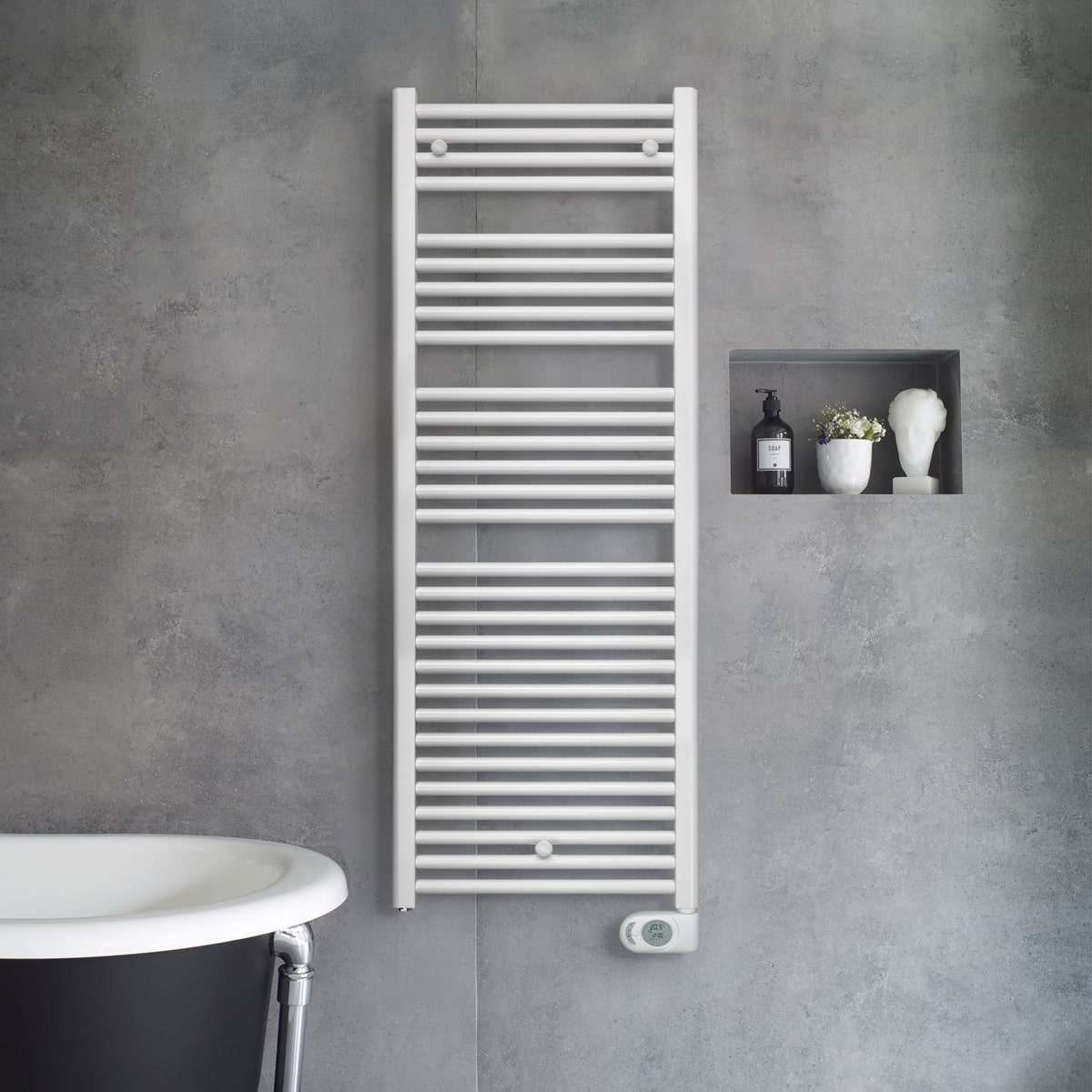 White Electric Towel Rail AURA 750W 1300x500mm with reference PBEZ-120-50/MQ from the brand ZEHNDER