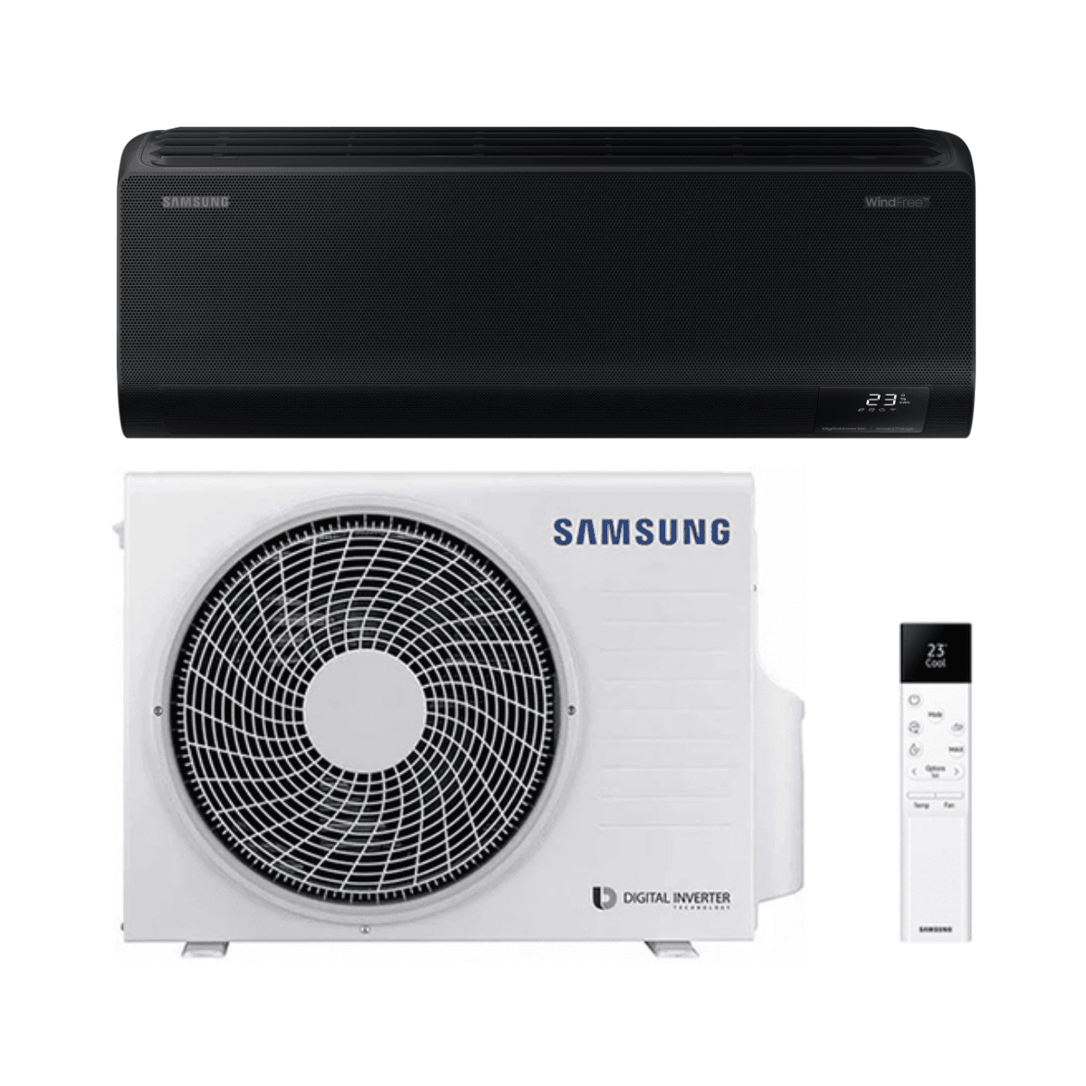 Černá klimatizace s WiFi Samsung WindFree Avant Black S2 3,5 kW 12000 BTU s referencí SAMWINDAVANTBLACK12 od značky SAMSUNG
