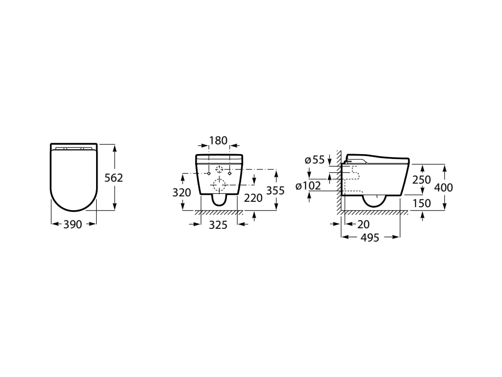 Inteligentní závěsné WC In-Wash® Inspira Roca Rimless s referencí A803060001 od značky ROCA