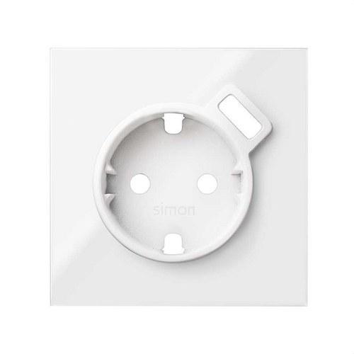 Cover for Schuko socket base with integrated USB charger glossy white Simon 100 with reference 10000049-130 from the brand SIMON