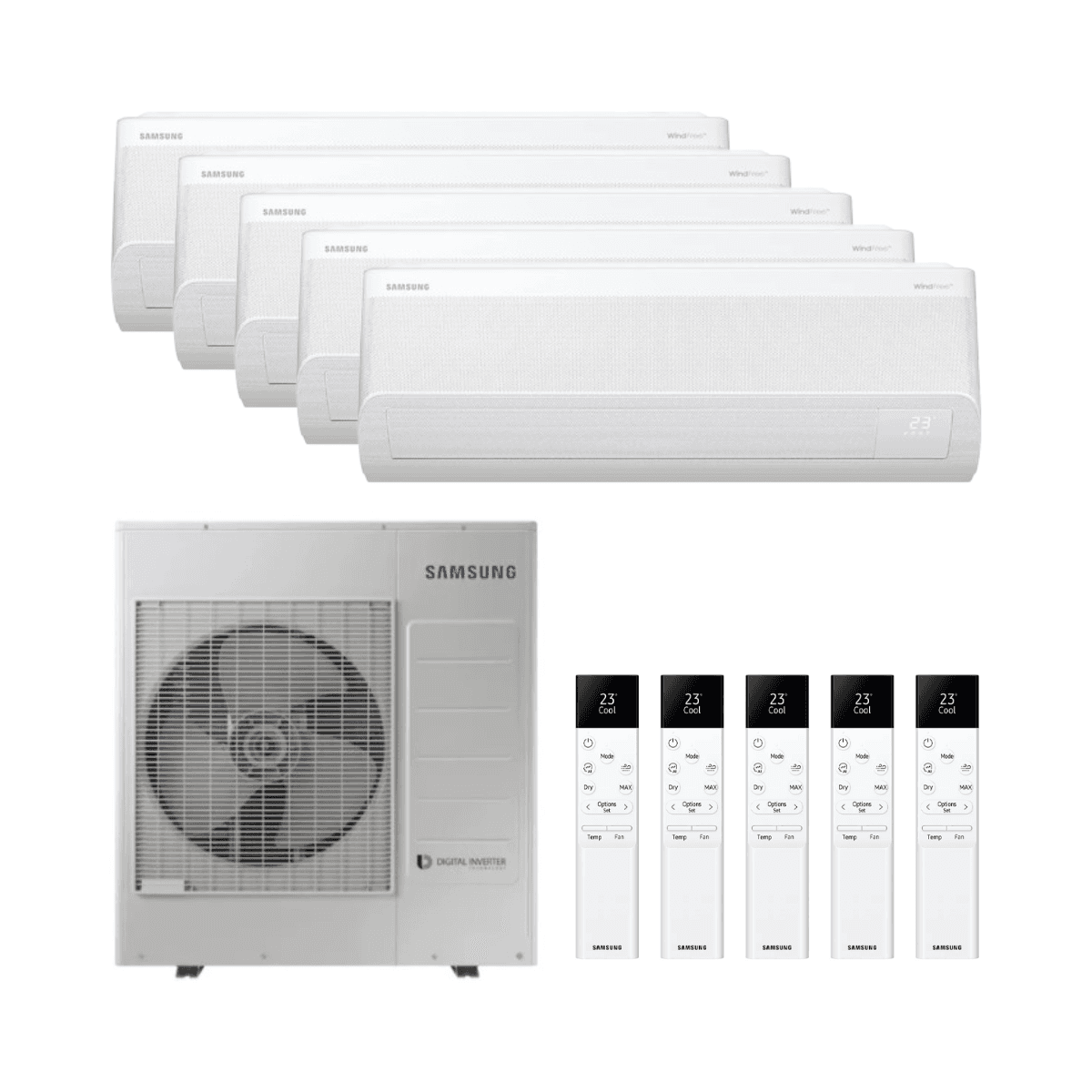Klimatizace 5x1 s WiFi Samsung WindFree Comfort S2 2,5 kW (4) + 3,5 kW s referencí KITSAMWFCS209(04)+12 od značky SAMSUNG