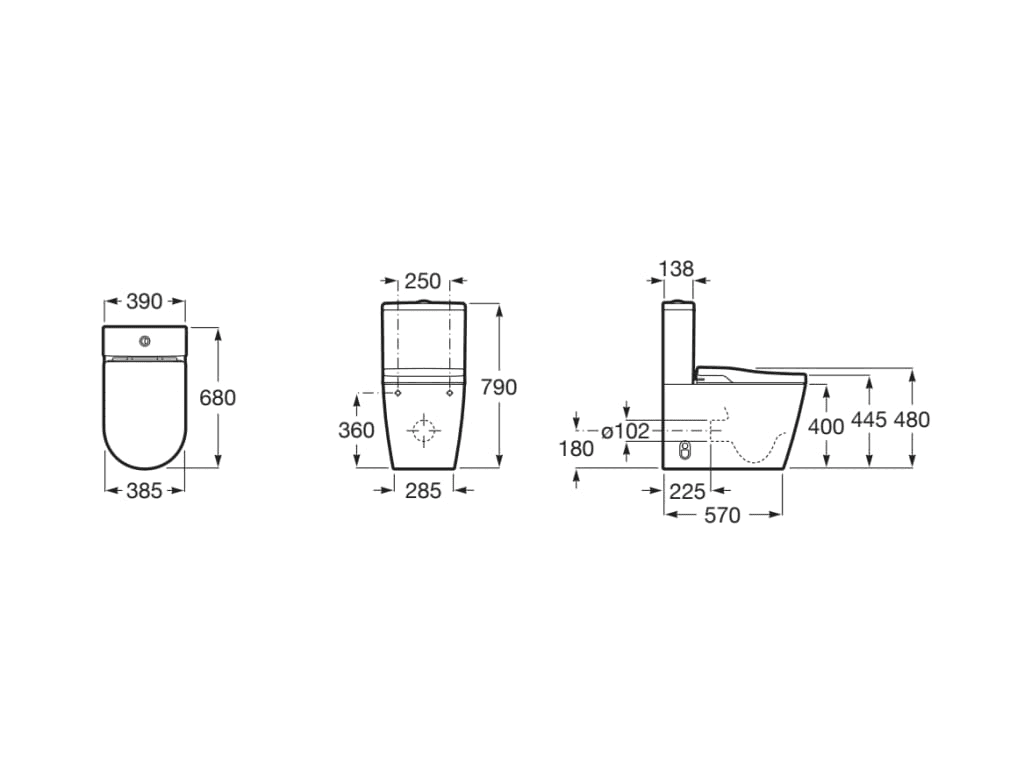 Inteligentní toaleta In-Wash® Inspira připevněná ke stěně Roca Rimless s referencí A80306L001 od značky ROCA