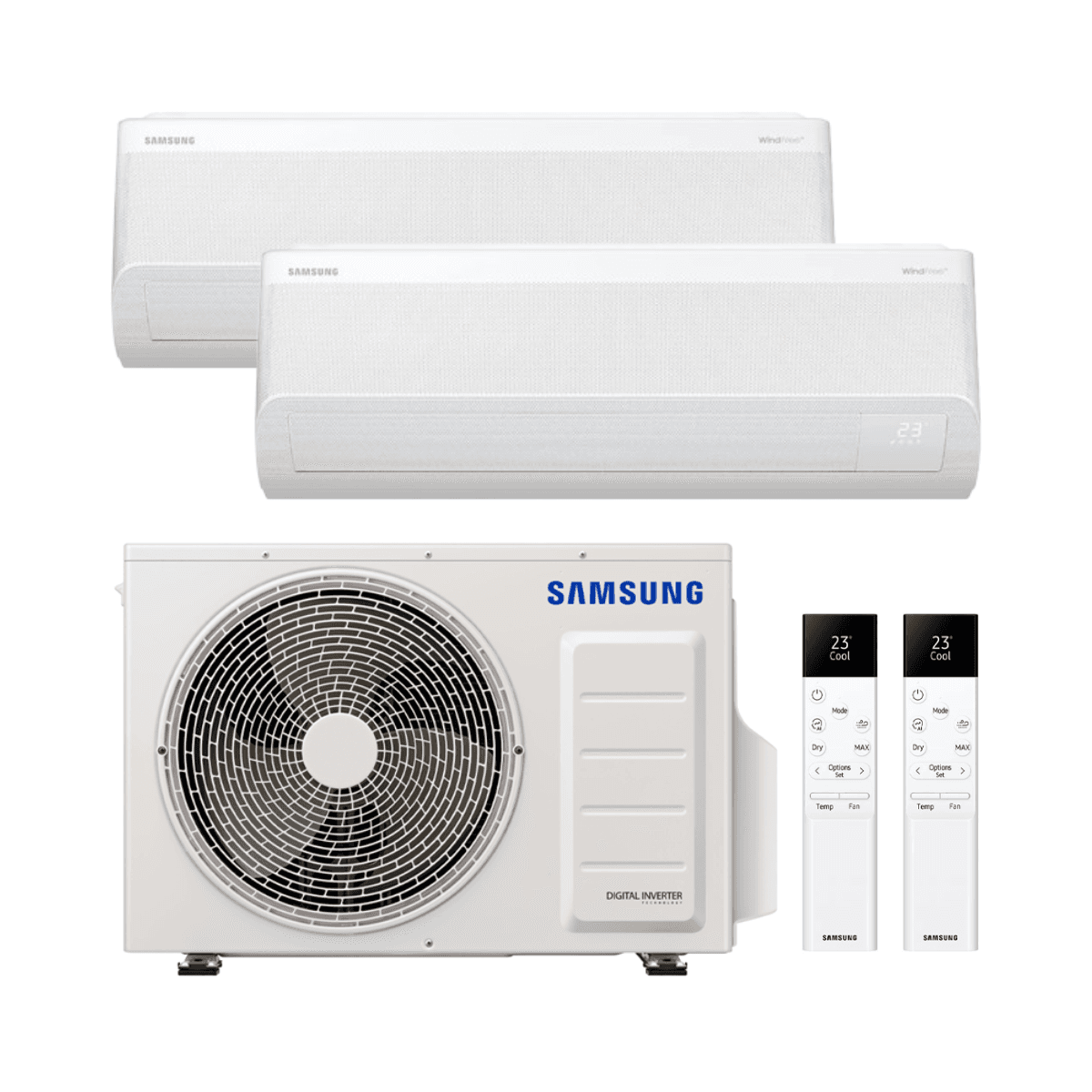 Klimatizace 2x1 s WiFi Samsung WindFree Comfort S2 2,5 kW + 3,5 kW s referencí KITSAMWINDFREE09+12 od značky SAMSUNG